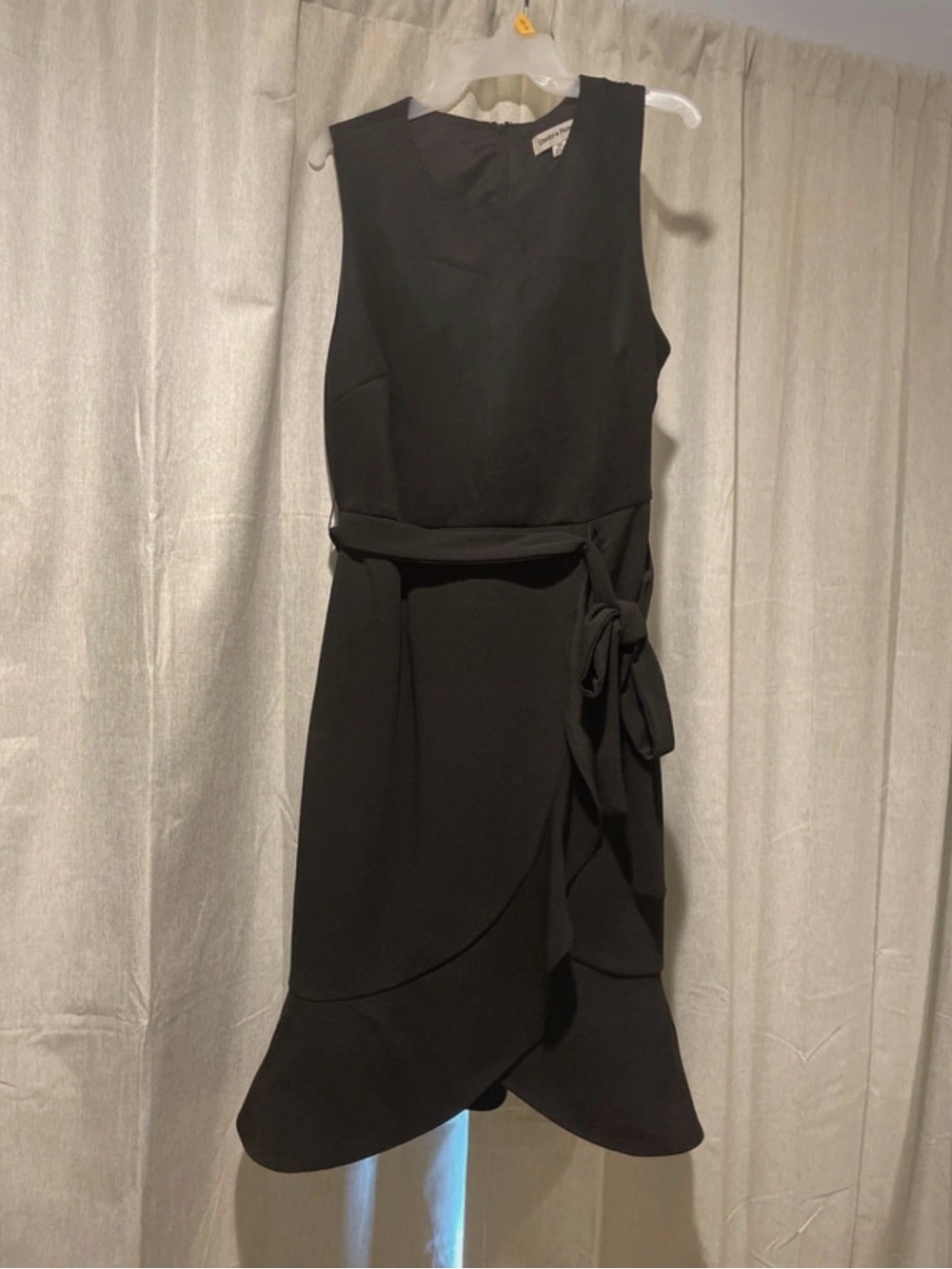 Shelby & Palmer Black Sleeveless Midi Dress with Side Tie